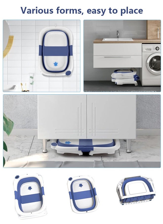 Baby Bathtub  Household  Large Size  Foldable  Toddler Baby  Infant Bathtub Blue