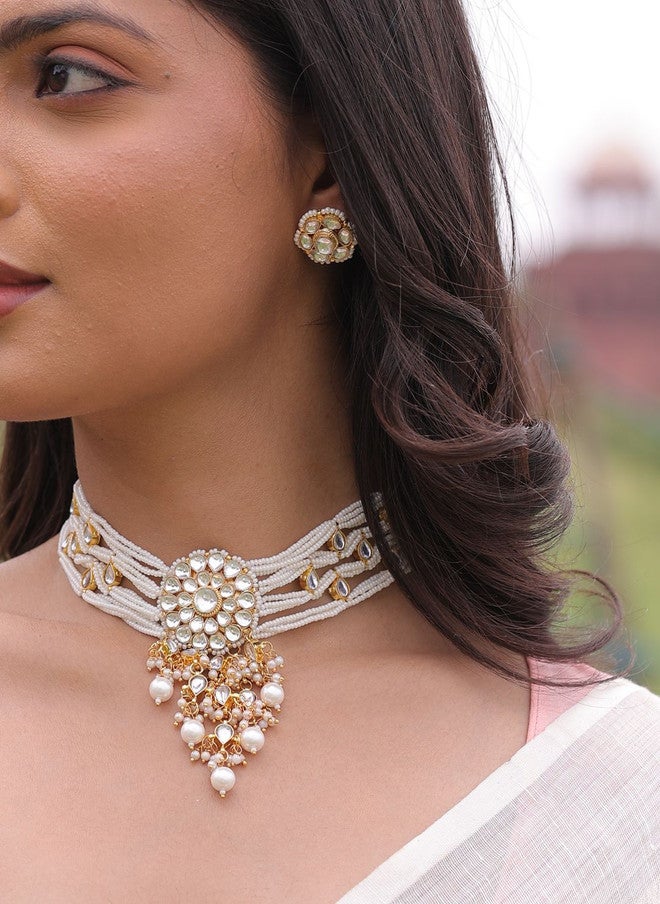 Binnis Wardrobe Kundan-Studded & Artificial Beaded Jewellery Set - Image 1