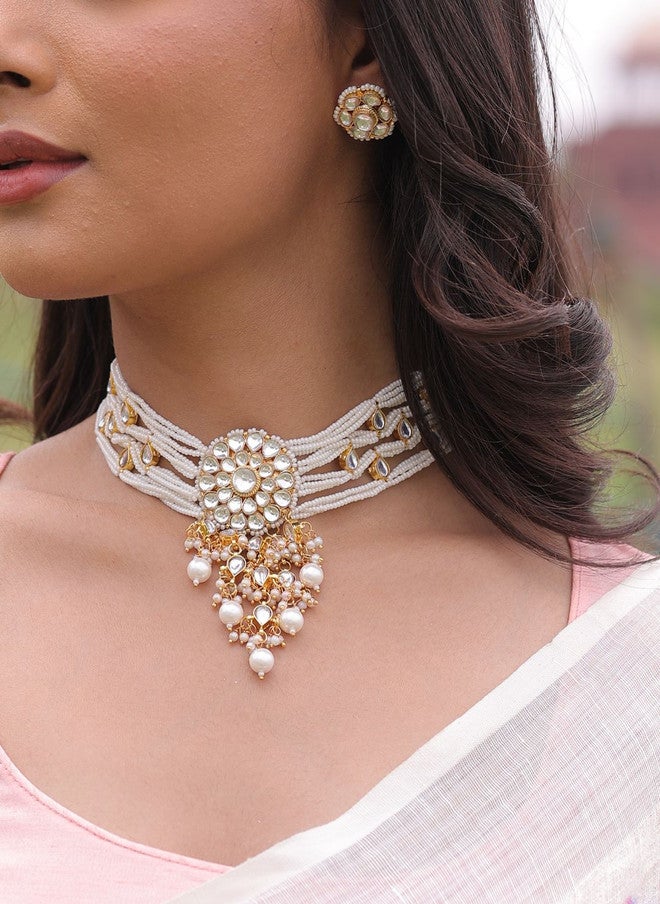 Binnis Wardrobe Kundan-Studded & Artificial Beaded Jewellery Set - Image 2
