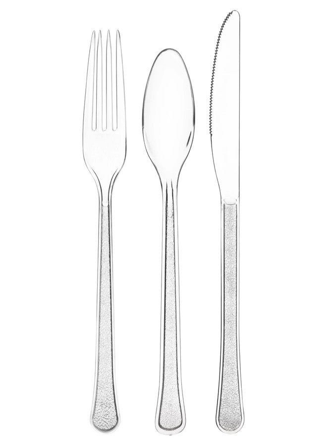 Amscan Clear Plastic Heavy Weight Assorted Cutlery Set (24 Pc.) - Durable & Elegant Utensils, Perfect for Parties, Events, and Everyday Use - Image 1