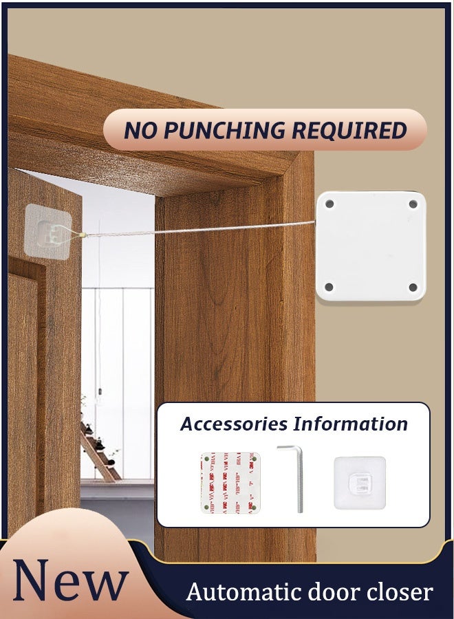 Impact-free automatic sensor door closer, residential sliding window door closer, 1200 gram tensile strength, multi-functional automatic door closer, household office self-closing door with steel pull rope  - Image 1