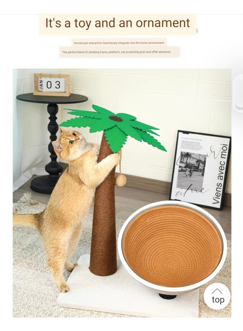 A.M Mile Coconut Tree Cat Scratching Post Cat Climbing Frame  Durable, wear-resistant, non-shedding vertical cat scratching board cat space capsule toy - Image 2