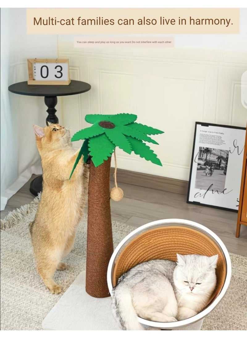A.M Mile Coconut Tree Cat Scratching Post Cat Climbing Frame  Durable, wear-resistant, non-shedding vertical cat scratching board cat space capsule toy - Image 4