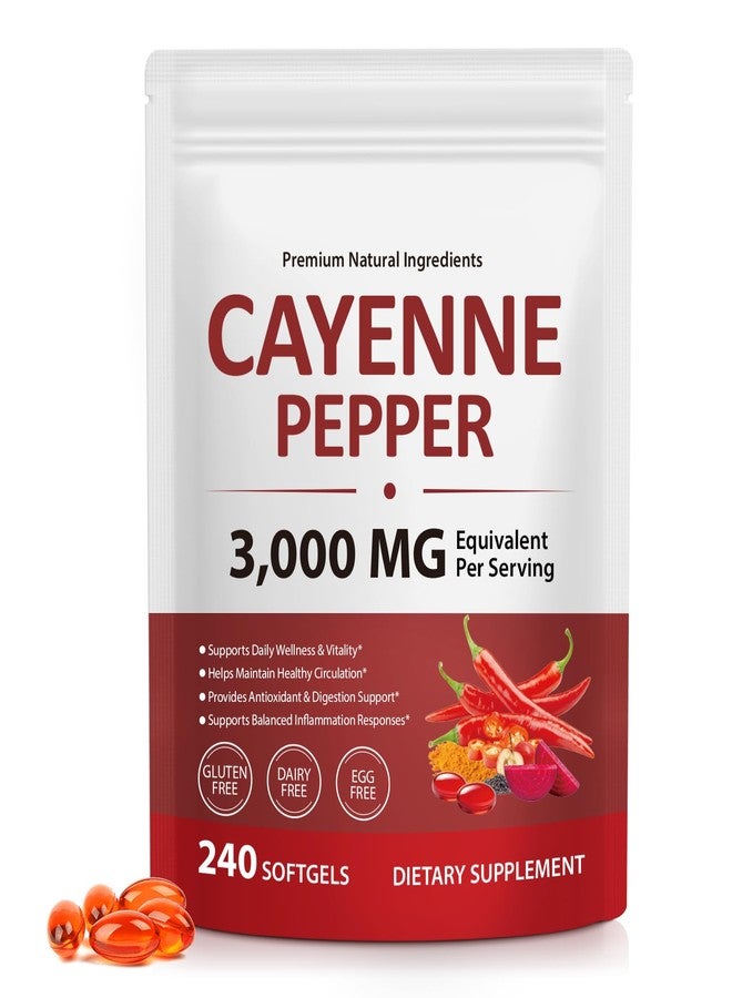 VOGSIG Cayenne Pepper Softgels with Beetroot Extract, Turmeric Curcumin & Hawthorn – Enhanced with Vitamins D3, K2 & E – Supports Heart Health, Circulation & Leg Vein Wellness – 240 Easy-to-Take Capsules - Image 1
