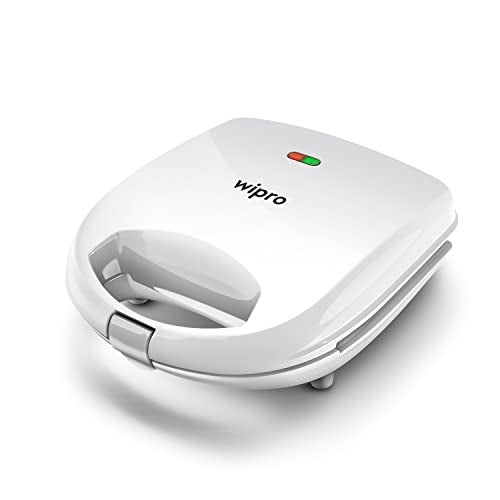 Wipro Vesta BS101 700 Watt Premium Sandwich Maker cum Toaster, White, Automatic Temperature Control, Smart LED Indicator, Non-stick-BPA& PFOA White,1 Year Warranty, Regular Bread Size for 2 Slices - Image 1