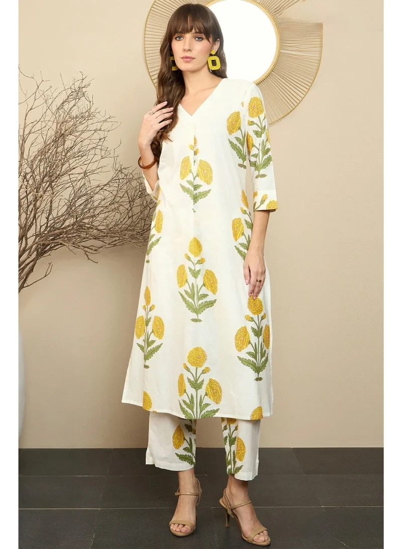 أميا Floral Printed Cotton Kurta With Trousers Collection