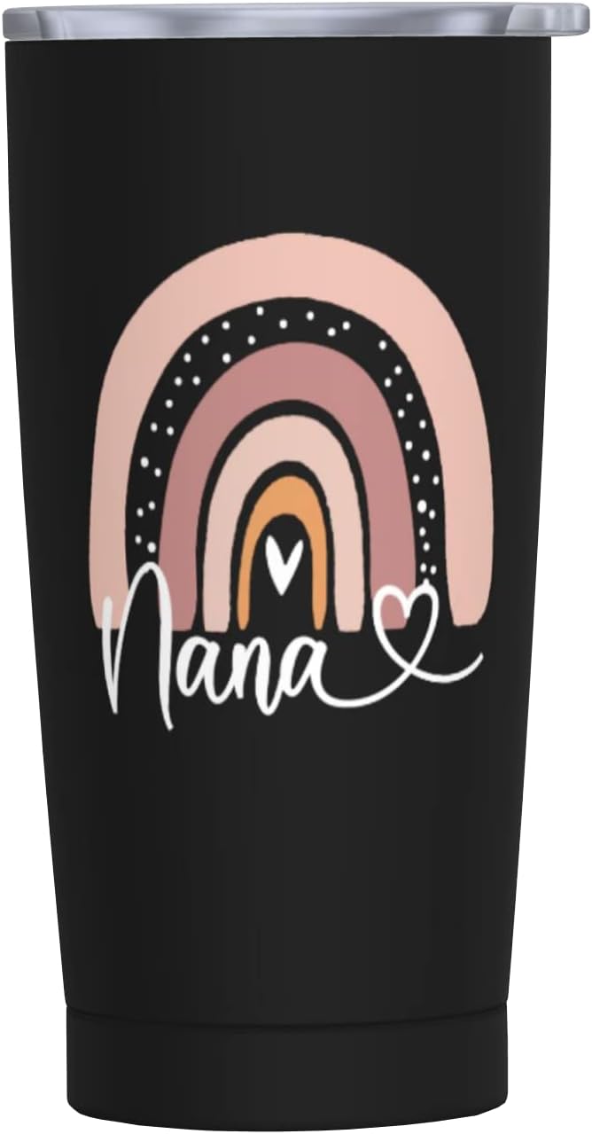 Wisedeal Nana Stainless Steel with Lid Insulated Thermal Vacuum Tumbler Coffee Mug Mothers Day Christmas Birthday Gifts Mug for Grandma Mom Aunt Women from Grandchildren Black 20 Oz - Image 1