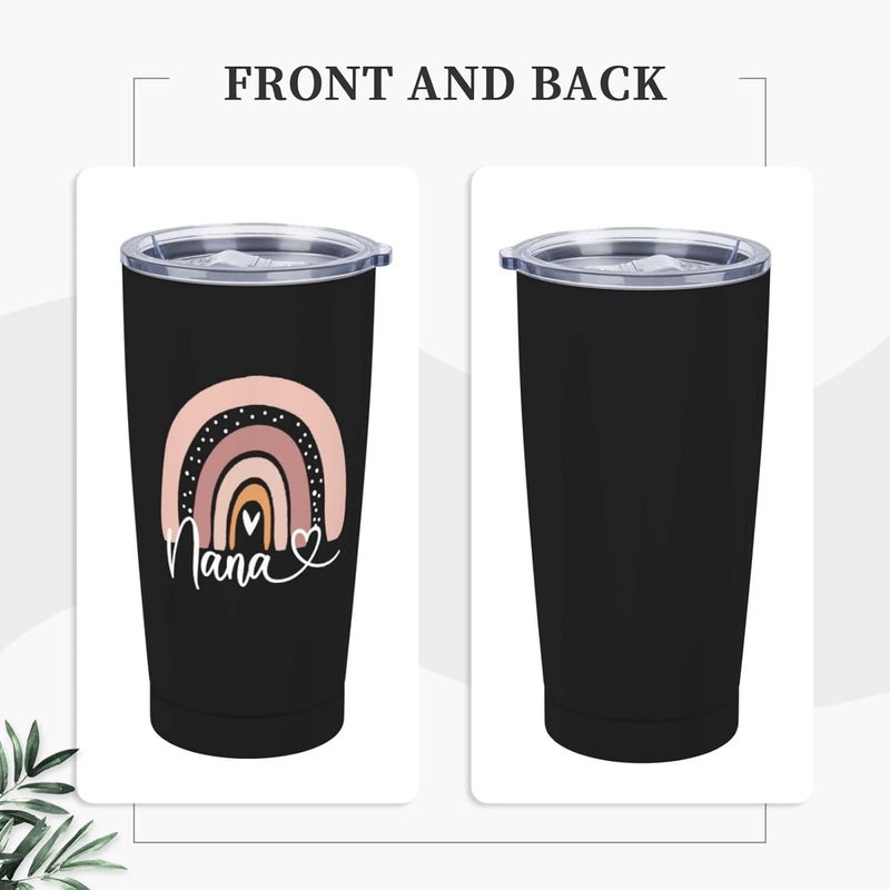 Wisedeal Nana Stainless Steel with Lid Insulated Thermal Vacuum Tumbler Coffee Mug Mothers Day Christmas Birthday Gifts Mug for Grandma Mom Aunt Women from Grandchildren Black 20 Oz - Image 3