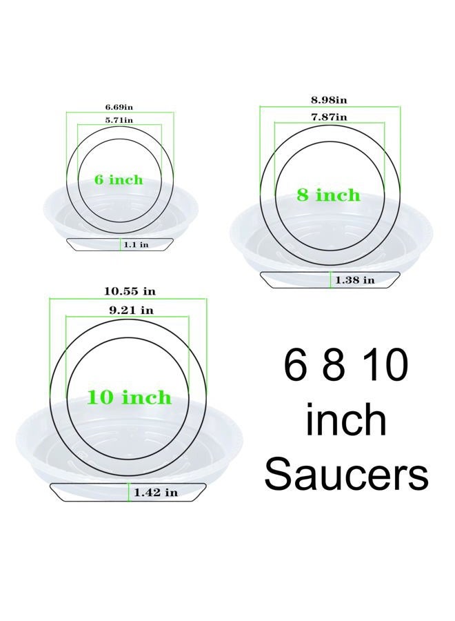OVZILKI 9 Pack of Clear Plant Saucer 6 8 10 inch, Plastic Flower Plant Pot Saucer, Heavy Duty Plant Drip Trays Saucers for Indoor, Plant Water Tray for Planters - Image 2