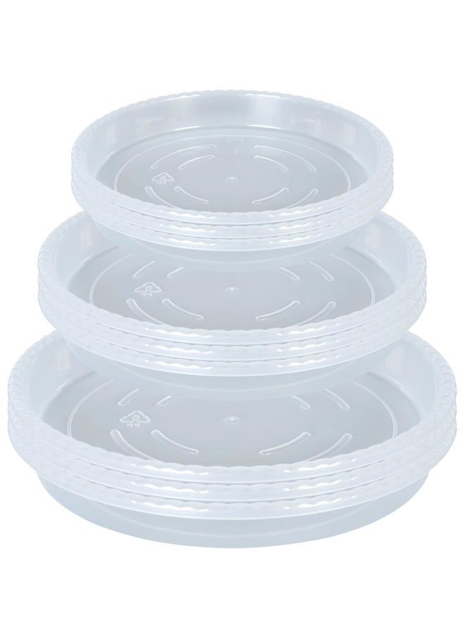 OVZILKI 9 Pack of Clear Plant Saucer 6 8 10 inch, Plastic Flower Plant Pot Saucer, Heavy Duty Plant Drip Trays Saucers for Indoor, Plant Water Tray for Planters - Image 1