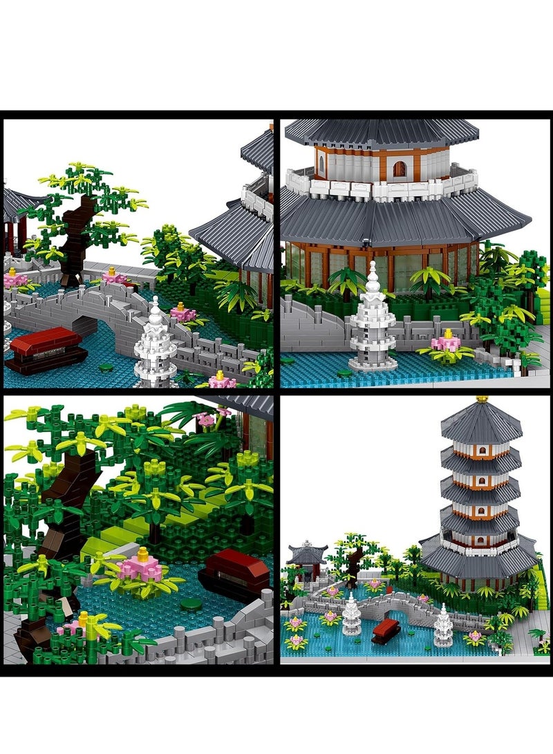 Chinese Architecture Micro Building Blocks Set, Creative Building Set Toys Gifts for Adults and Kids Age 14+, Hangzhou West Lake Collection Model for Display (3976 PCS) - Image 3