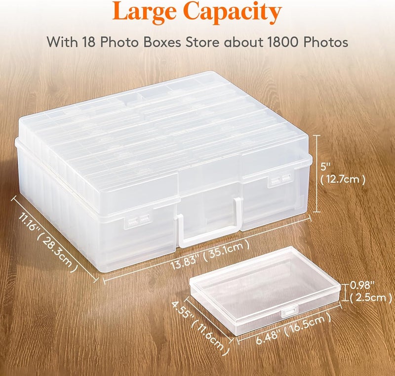 Lifewit Photo Storage Box 4x6 Photo Case, 18 Inner Photo Keeper, Clear Photo Boxes Storage with 1 Sheet Label Sticker, Seed Organizer Craft Storage Box for Cards Pictures Stamps Office Supplies - Image 3