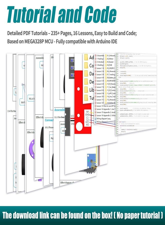 Adeept Self-Balancing Robot Car Kit(Compatible with Arduino IDE), STEM Projects Kit, Robotics & Engineering Kit, Programming Set, Line Tracking, Ultrasonic Sensor, IR Wireless Remote Control - Image 3
