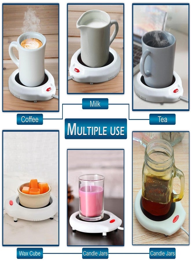 Home-X Mug Warmer, Desktop Heated Coffee & Tea - Candle & Wax Warmer (White) - Image 3