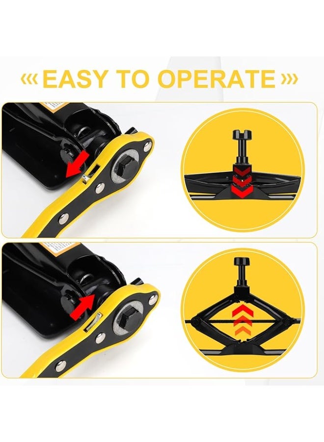 Car Jack 2 Ton Scissor Jack Kit – Quick Lifting Tool with Ratchet Handle & Lug Wrench for Easy Tire Changing - Image 3
