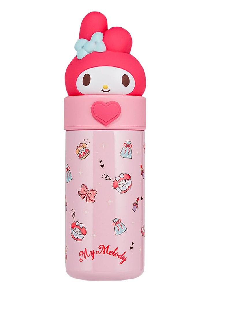 Sanrio زجاجة ماء Kawaii Thermo's Cup معزولة بالفراغ من الفولاذ المقاوم للصدأ بسعة 350 مل (وردي) - Image 1