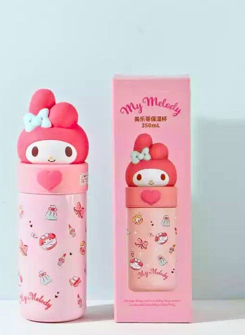 Sanrio زجاجة ماء Kawaii Thermo's Cup معزولة بالفراغ من الفولاذ المقاوم للصدأ بسعة 350 مل (وردي) - Image 3