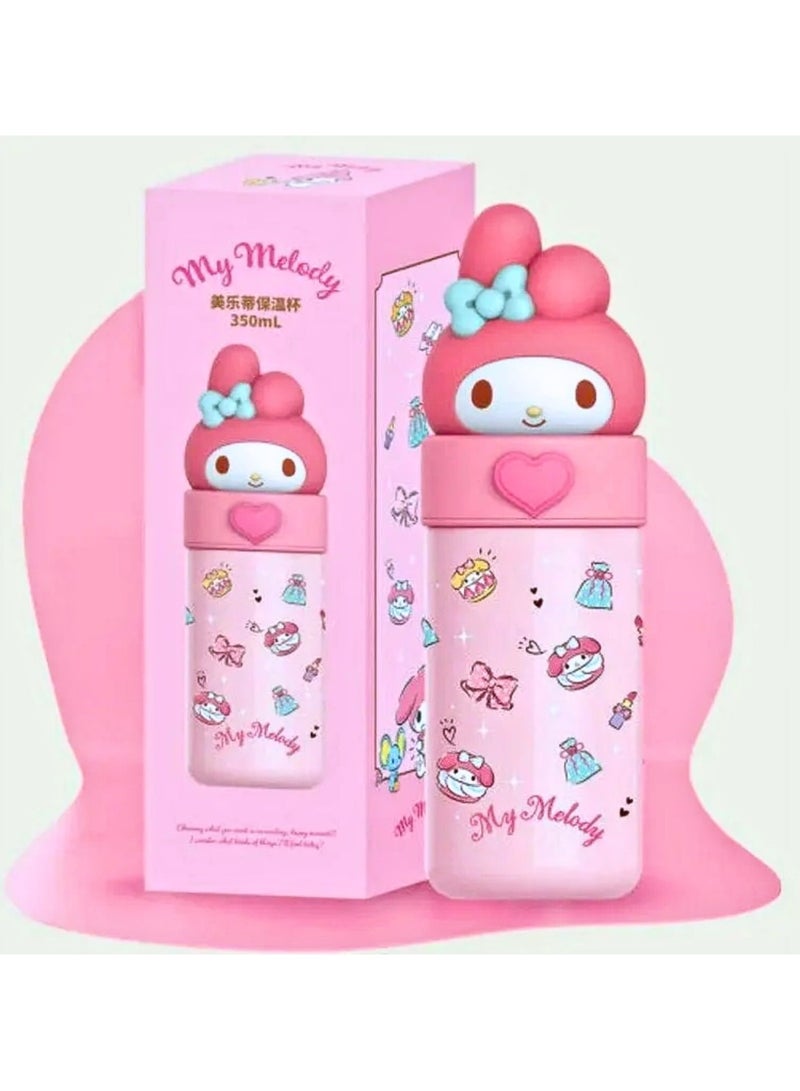 Sanrio زجاجة ماء Kawaii Thermo's Cup معزولة بالفراغ من الفولاذ المقاوم للصدأ بسعة 350 مل (وردي) - Image 4