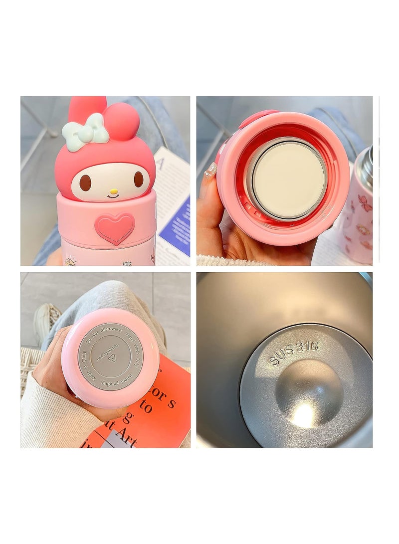 Sanrio زجاجة ماء Kawaii Thermo's Cup معزولة بالفراغ من الفولاذ المقاوم للصدأ بسعة 350 مل (وردي) - Image 2