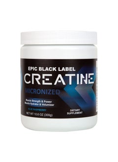 Unlock Your Workout Potential with Epic Black Label Creatine Micronized - 300 Grams of HPLC Certified, Blue Raspberry Flavored Creatine Powder for Optimal Bioavailability and Performance