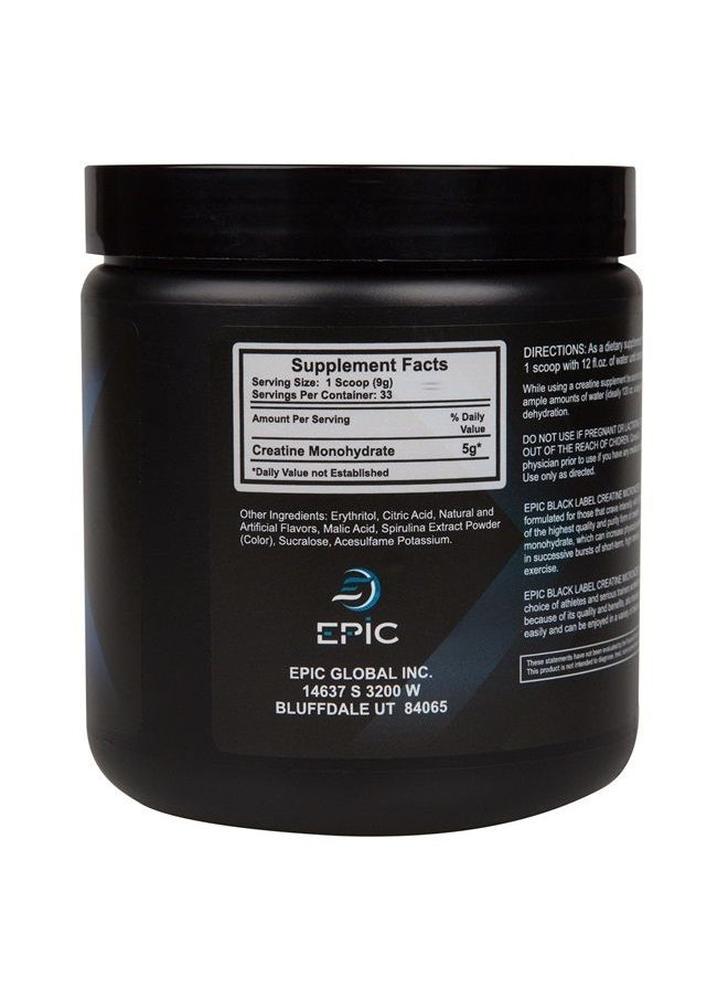 Epic Creatine Micronized - Unlock Your Workout Potential with Epic Black Label Creatine Micronized - 300 Grams of HPLC Certified, Blue Raspberry Flavored Creatine Powder for Optimal Bioavailability and Performance - Image 1