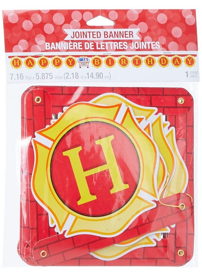CREATIVE CONVERTING - 332206 Firefighter Red Birthday Party Banner 1Ct 7.1" X 5.88" Multicolor - Image 1