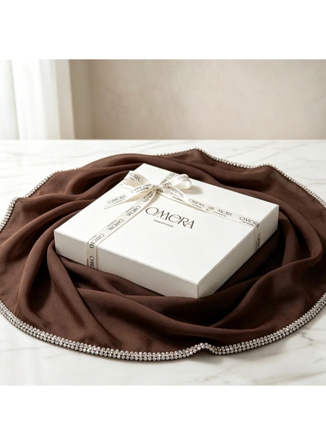 Women’s long chiffon scarf with a chain-link border and sparkling diamonds - Image 5