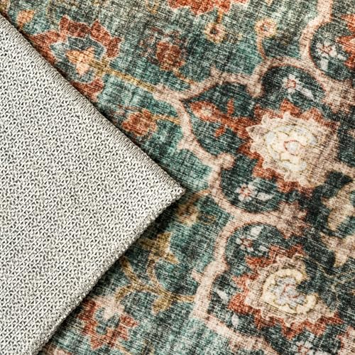 TOPRUUG Washable Oriental Area Rug - 2x3 Rugs for Living Room Soft Carpet for Bedroom Waterproof Floral Distressed Indoor Stain Resistant Non-Shedding Floor Carpets (Green, 2x3) - Image 5