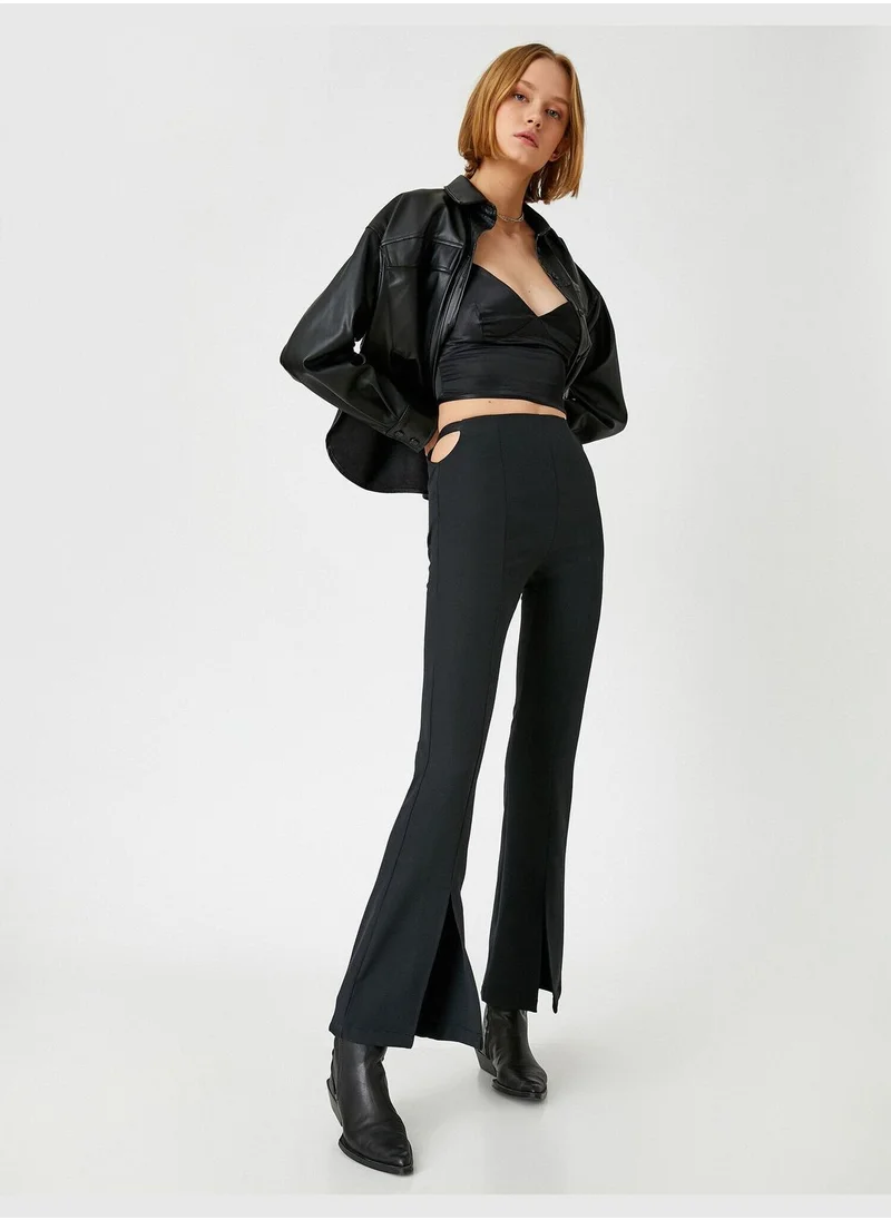 كوتون Slit Detail Cut Out Waist Trousers