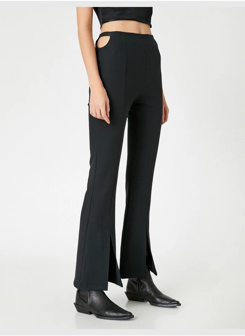 KOTON Slit Detail Cut Out Waist Trousers