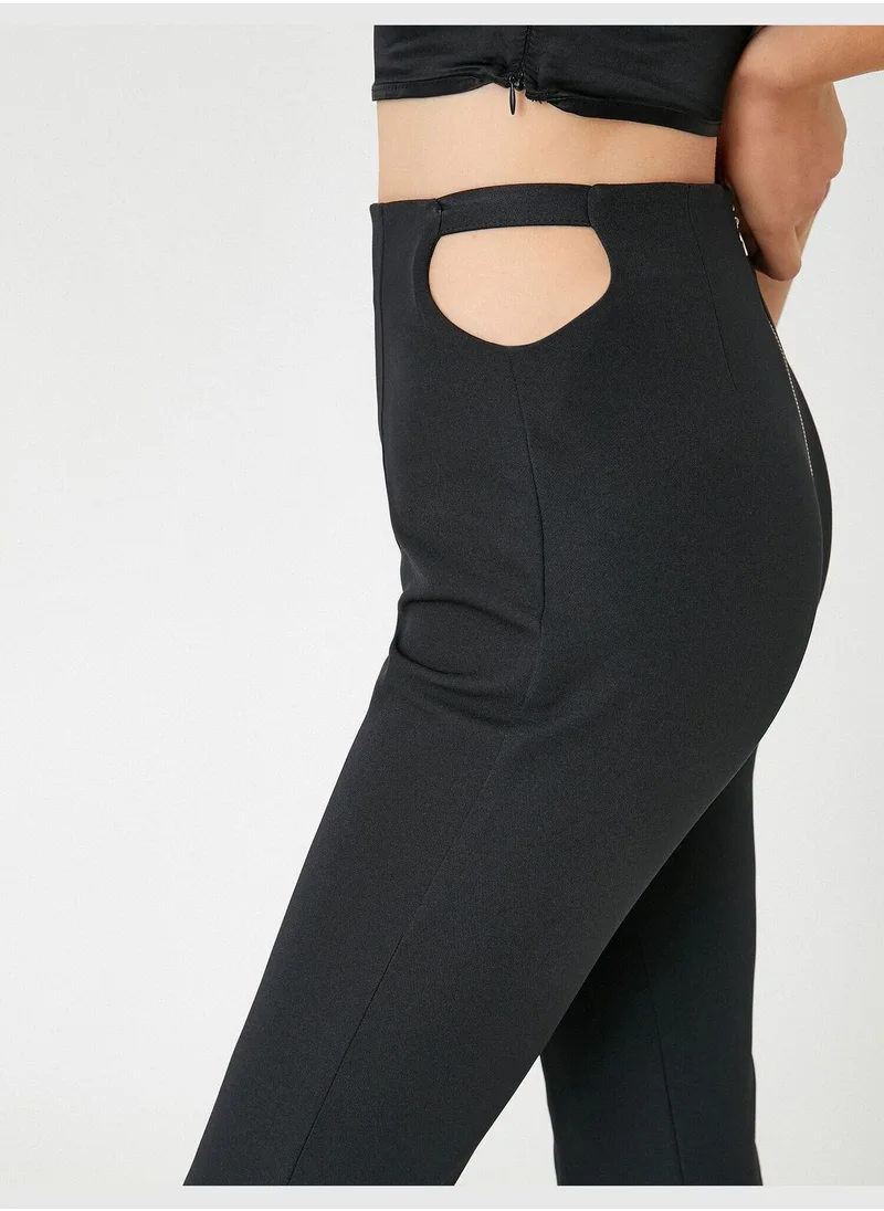 KOTON Slit Detail Cut Out Waist Trousers