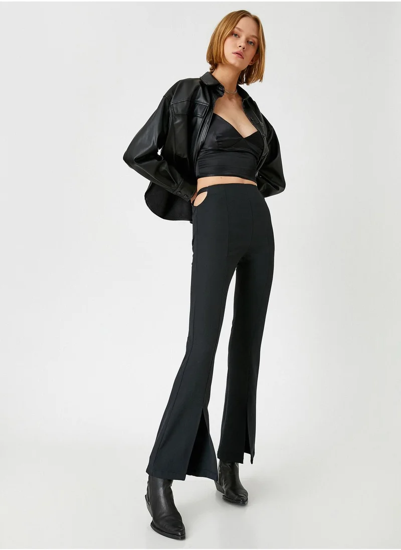 KOTON Slit Detail Cut Out Waist Trousers