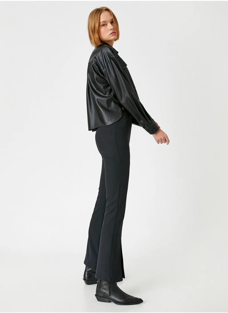 KOTON Slit Detail Cut Out Waist Trousers