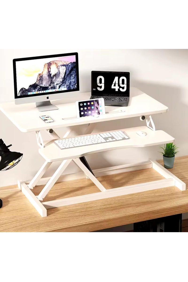 MONOGUE Desk Converter Standing Height Adjustable Sit Stand Table Riser with Keyboard Tray Gas Spring Lift Workstation - Image 1
