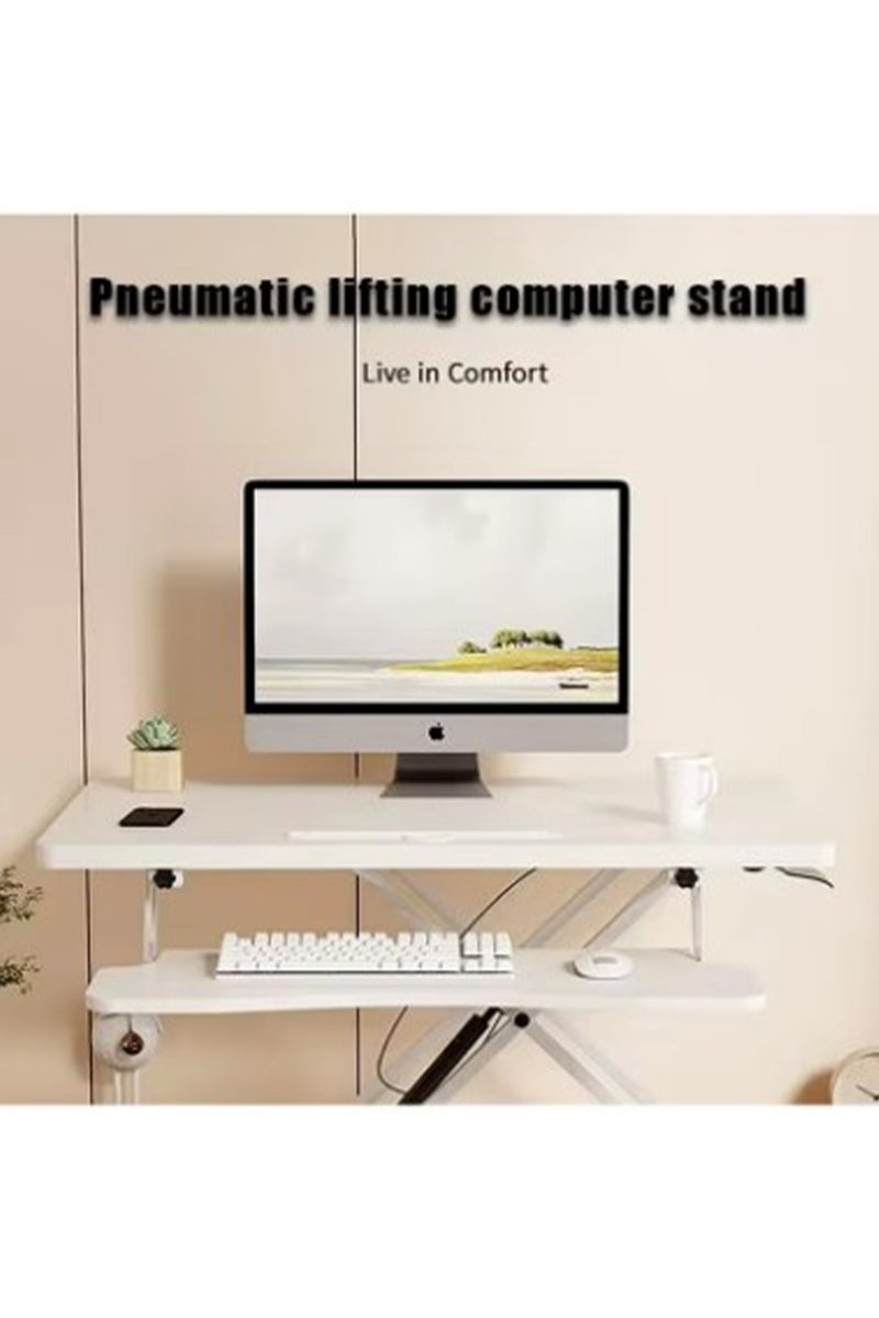 MONOGUE Desk Converter Standing Height Adjustable Sit Stand Table Riser with Keyboard Tray Gas Spring Lift Workstation - Image 2