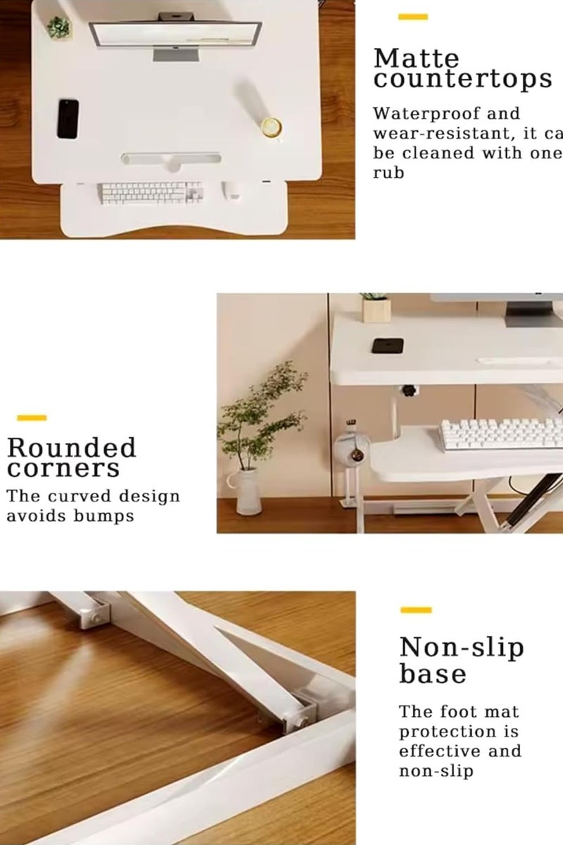 MONOGUE Desk Converter Standing Height Adjustable Sit Stand Table Riser with Keyboard Tray Gas Spring Lift Workstation - Image 4