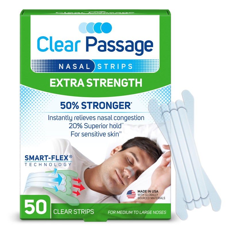 Clear Passage شرائط الأنف كلير باساج، قوة إضافية واضحة، 50 قطعة - Image 1