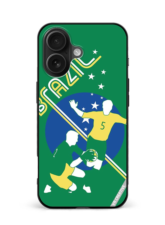 Protective Case Cover For Apple iPhone 16 Plus Brazil Football Soccer Players Design Multicolour
