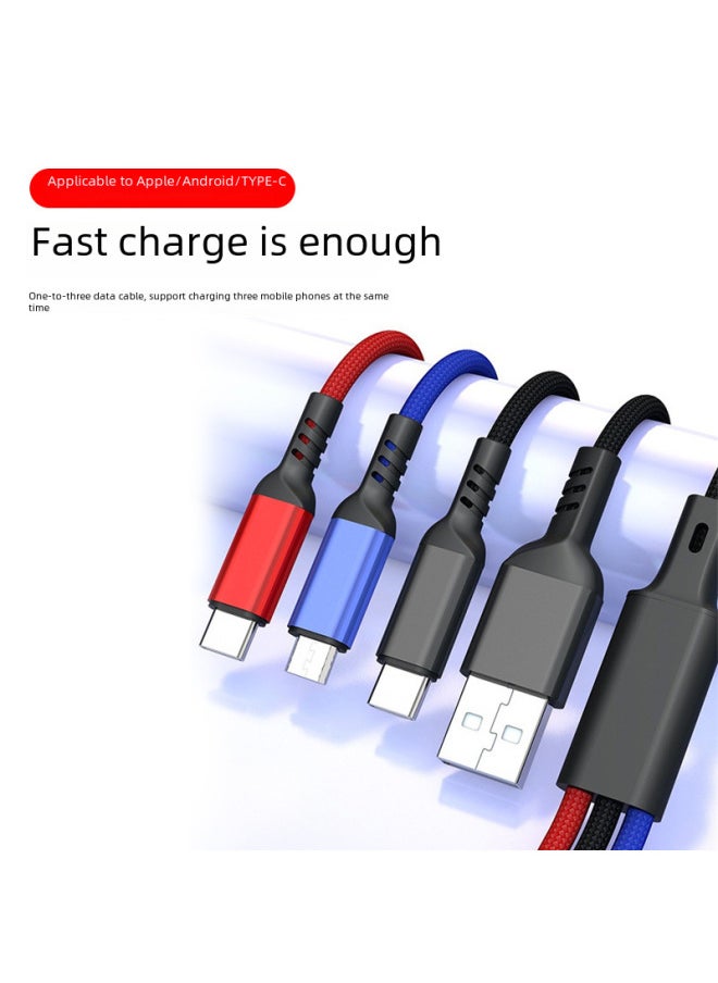 Generic Super Fast Charging 120W One-to-three Data Line Fabric Weaving Three-in-one Charging Line 6A Mobile Phone Data Line Wholesale-Model:A07 Super Fast Charge 66W One Drag Three (with Packaging)  - Image 5
