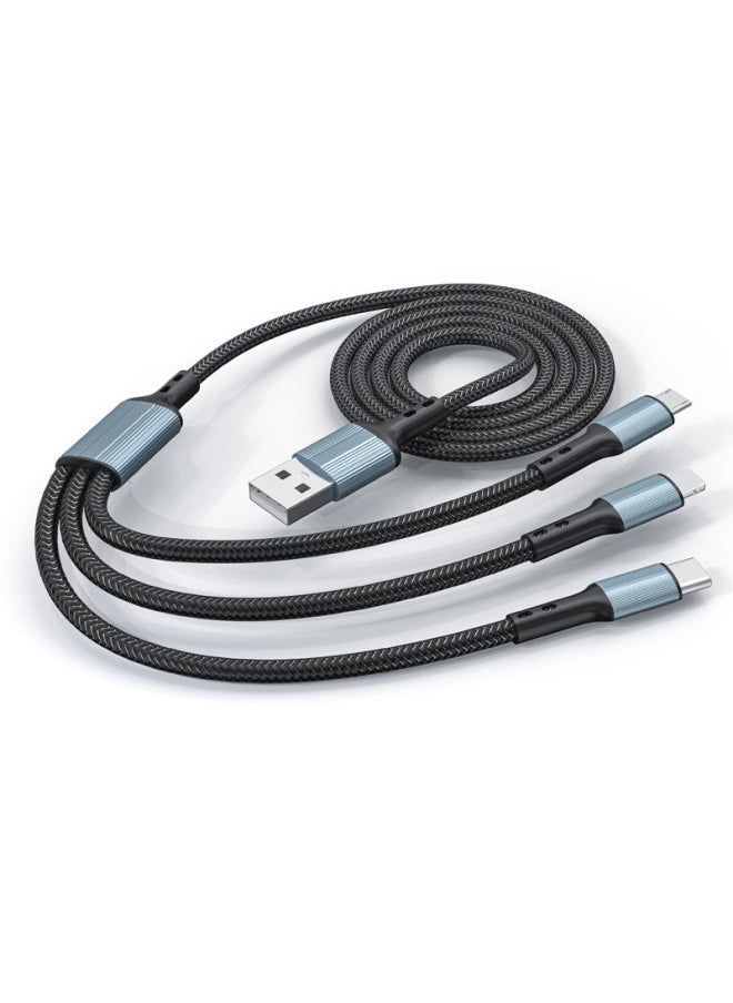 Generic Super Fast Charging 120W One-to-three Data Line Fabric Weaving Three-in-one Charging Line 6A Mobile Phone Data Line Wholesale-Model:A07 Super Fast Charge 66W One Drag Three (with Packaging)  - Image 4