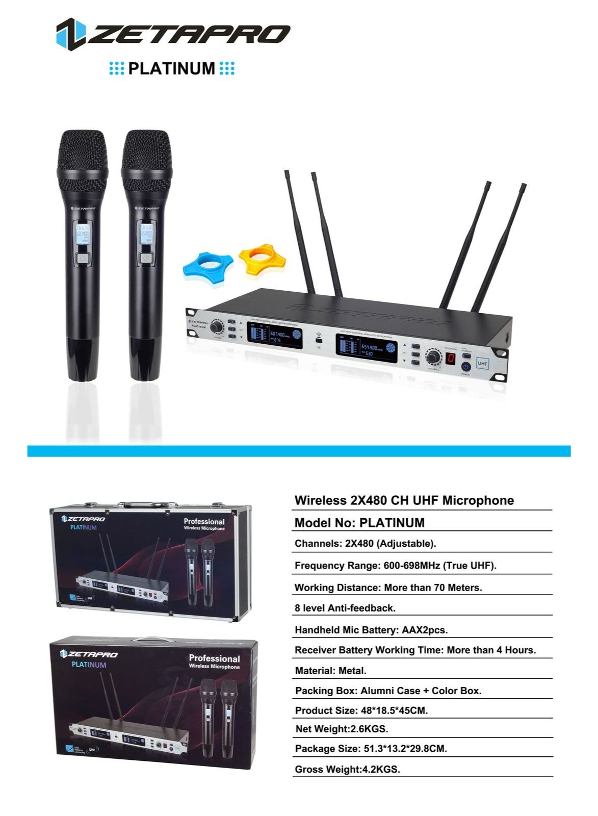 Zetapro Zetapro Platinum Wireless Microphone System black wireless ZB88078C27EE565DC09F8Z