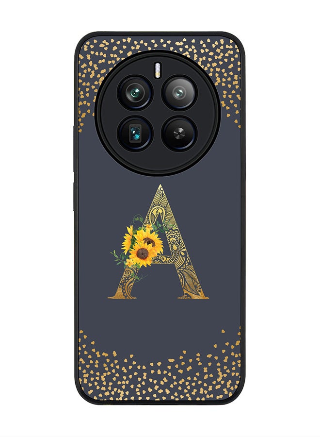Stylizedd Rugged Black edge case for Realme 12 Pro / Realme 12 Pro Plus 5G, Custom Monogram Initial Letter Mandala Floral Pattern Alphabet-A (Grey ) - Image 1