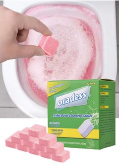 oradess 12 Pcs Foaming Pink Fresh Bathroom Toilet Bowl Cleaner Tablets Deep Cleaning Limescale Calcium Rust Stain Remover Deodorizing  - Image 1