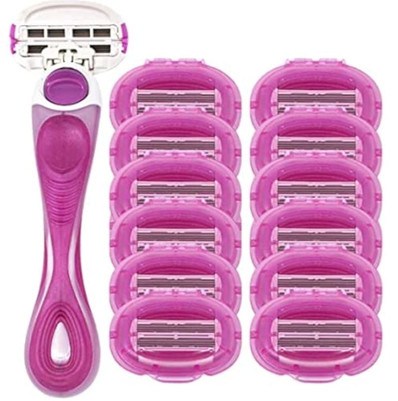 ShaveMOB 6-Blade Women's Razor Kit (Flex Head Handle + 12 Refills) - The Perfectionist Shaving Kit - Image 1