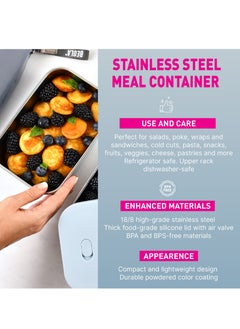BEOLA Stainless Steel Lunch Box Food Container with sauce cup - 900ml, Ice Blue  - Image 4