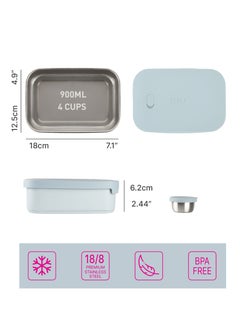 BEOLA Stainless Steel Lunch Box Food Container with sauce cup - 900ml, Ice Blue  - Image 3