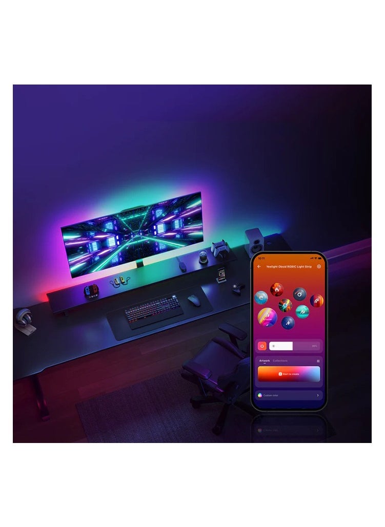 Yeelight - Yeelight Obsid RGBIC Light Strip | LED | 16M Colors | Pixel level DIY & control | Sleek black base | Trimmable & Extendable to 16.4 ft - Image 1
