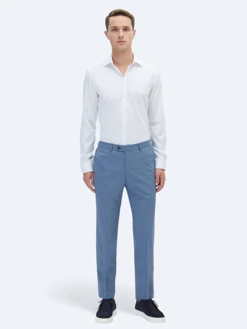 Kip White Plain Slim Fit Weaving Classical 100% Cotton Shirt - Image 2