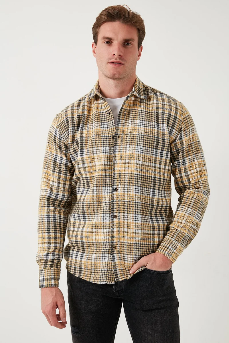 بوراتي Plaid Patterned Cotton Regular Fit Winter Shirt Men's Shirt 5896601