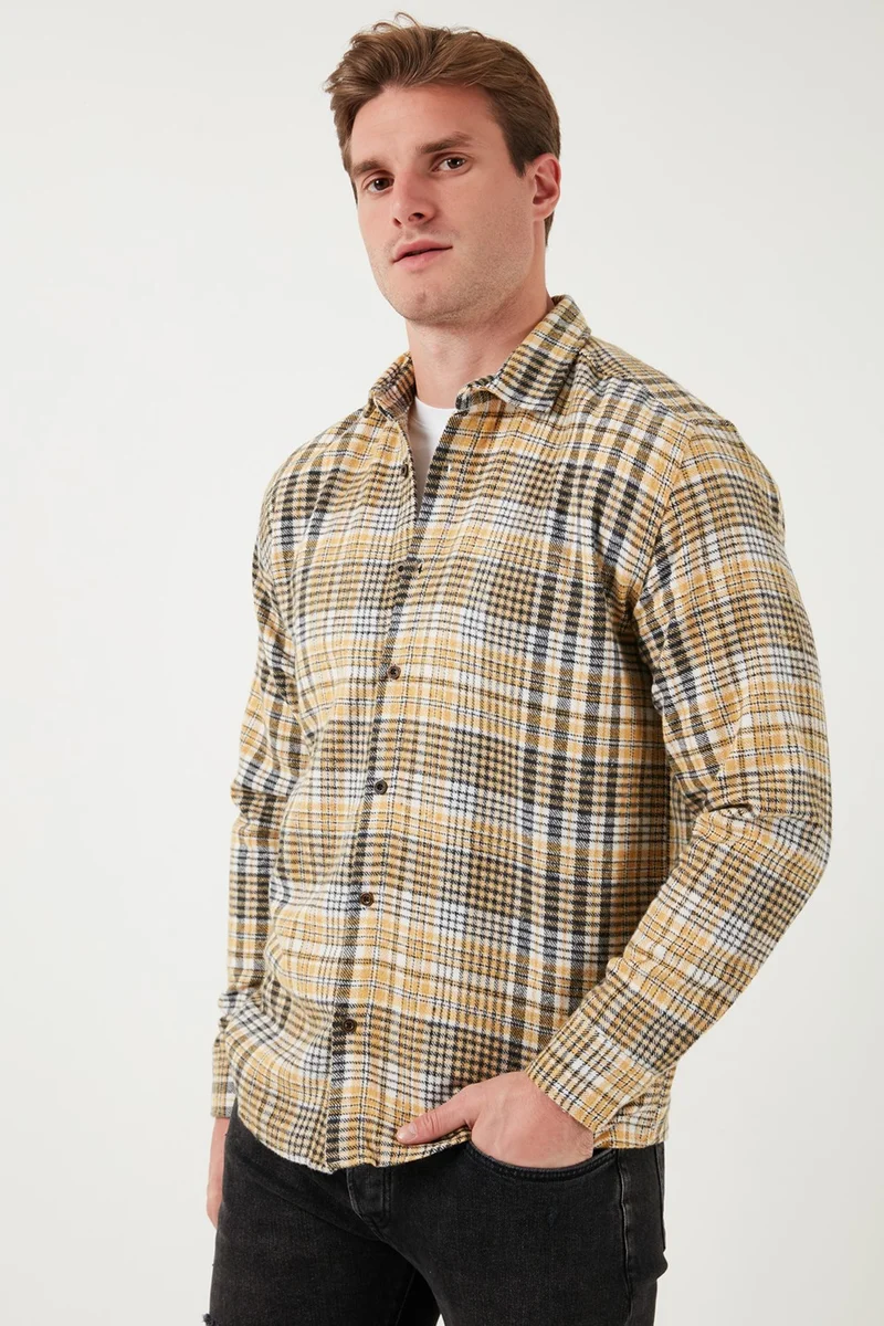 بوراتي Plaid Patterned Cotton Regular Fit Winter Shirt Men's Shirt 5896601